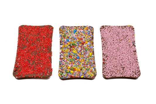 Rainbow Sprinkle topped bar - customisable.