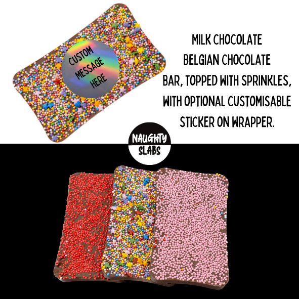 Rainbow Sprinkle topped bar - customisable.